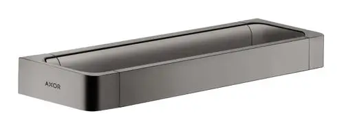 Haltestange in poliertem Schwarzchrom mit rechteckiger Form, montierbar an Wänden, ideal für Badezimmer oder Duschen, mit AXOR-Logo an der Seite.
